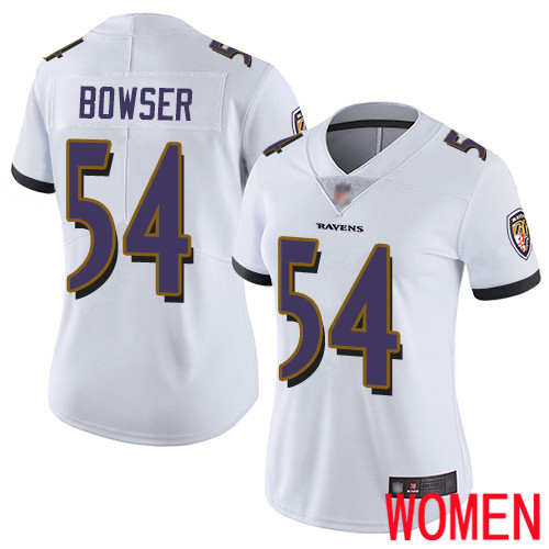 Baltimore Ravens Limited White Women Tyus Bowser Road Jersey NFL Football #54 Vapor Untouchable->women nfl jersey->Women Jersey